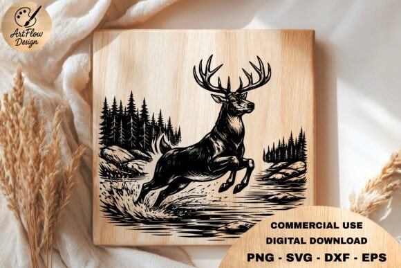 Download Leaping Deer Forest SVG - Deer Collection