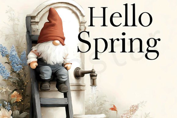 Download Floral Spring Design with Cute Gnome - Spring Collection