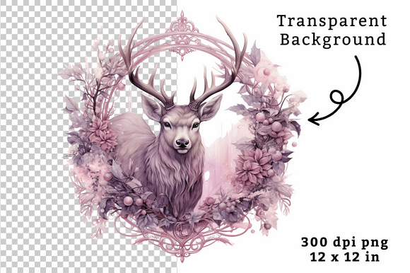 Download Purple Watercolor Reindeer Clipart PNG - Deer Collection