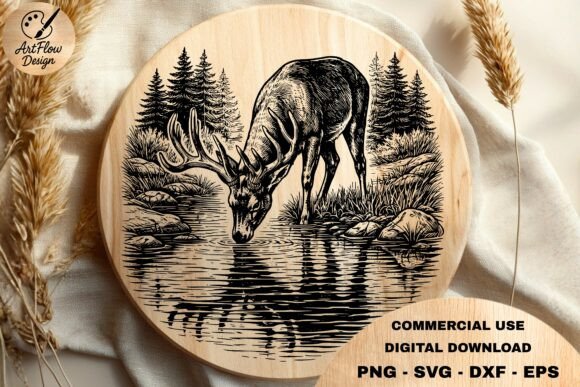 Download Deer Drinking Water SVG - Premium Bundle