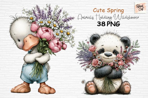 Download Cute Spring Animals Wildflower Clipart - Spring Collection