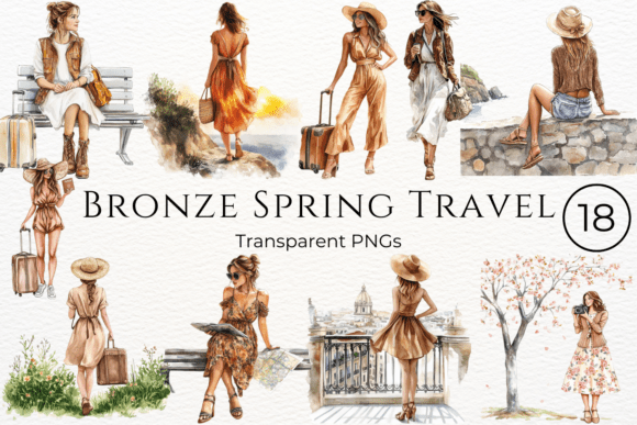 Download Bronze Spring Travel Watercolor Cliparts - Spring Collection