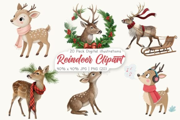 Download Watercolor Reindeer Clipart Bundle - Deer Collection