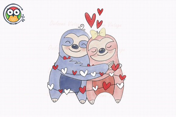 Download Sloths Couple Valentine Sublimation - Sloth Collection