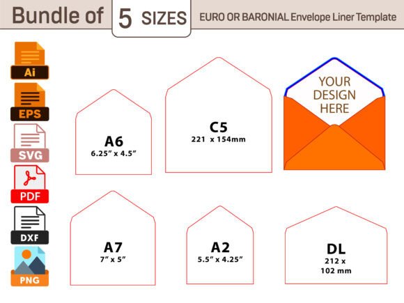 Download 5 Sizes EURO BARONIAL Envelope Template - Envelope Collection