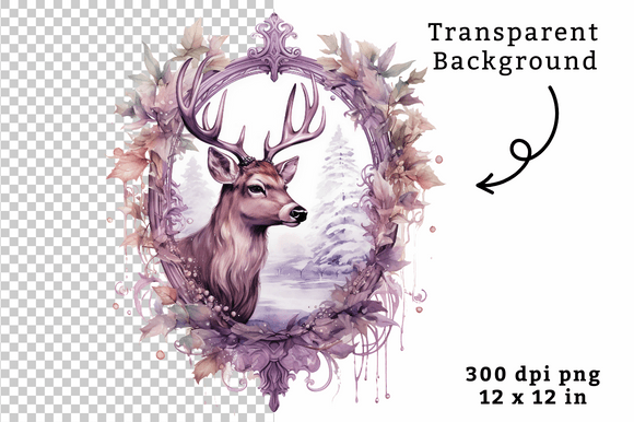 Download Vintage Watercolor Reindeer Clipart PNG - Deer Collection