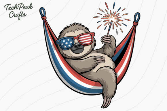 Download Patriotic Sloth Hammock PNG Clipart - Sloth Collection