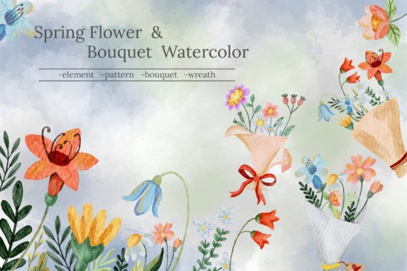 Download Spring Watercolor Set Bundle Clipart - Spring Collection