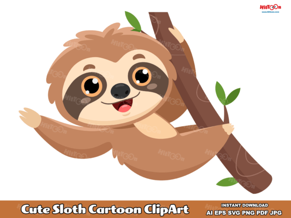 Download Cute Sloth Cartoon Character - Sloth Collection