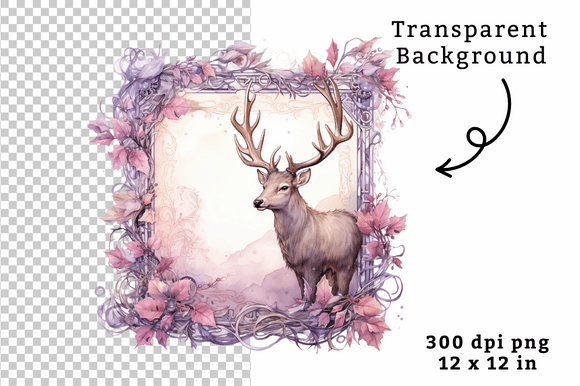 Download Vintage Watercolor Reindeer Clipart PNG - Deer Collection