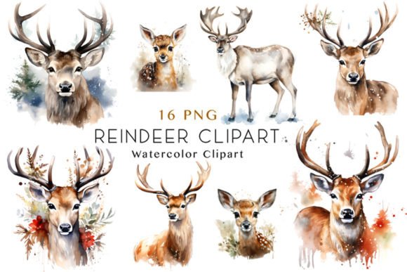 Download Watercolor Reindeer Clipart Bundle - Deer Collection